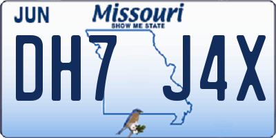 MO license plate DH7J4X