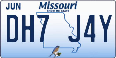 MO license plate DH7J4Y