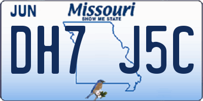 MO license plate DH7J5C