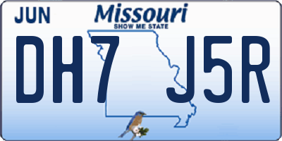 MO license plate DH7J5R