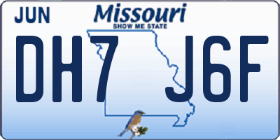 MO license plate DH7J6F