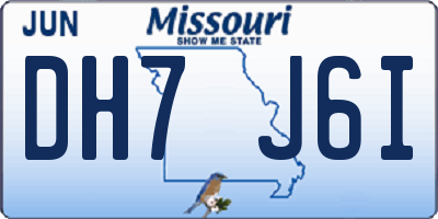 MO license plate DH7J6I