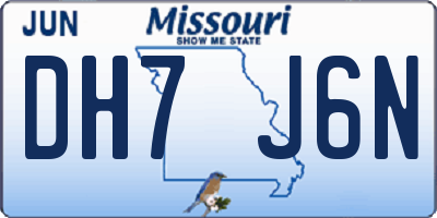 MO license plate DH7J6N