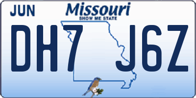 MO license plate DH7J6Z