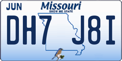 MO license plate DH7J8I