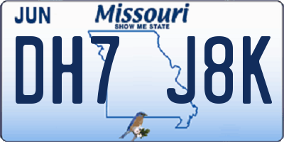 MO license plate DH7J8K