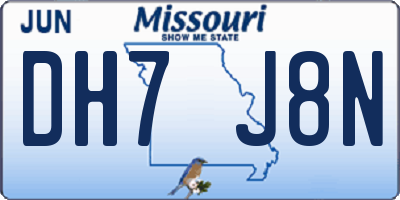 MO license plate DH7J8N