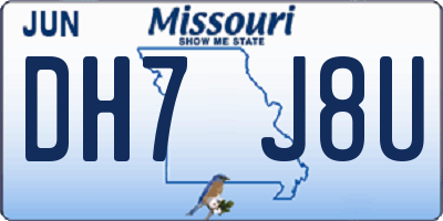 MO license plate DH7J8U