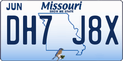 MO license plate DH7J8X