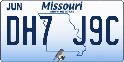 MO license plate DH7J9C