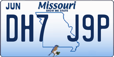 MO license plate DH7J9P