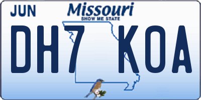 MO license plate DH7K0A