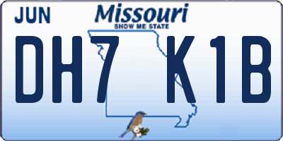 MO license plate DH7K1B