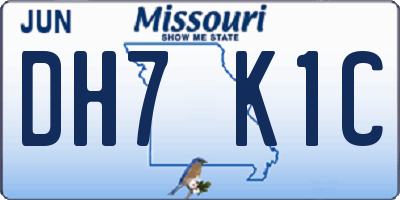 MO license plate DH7K1C