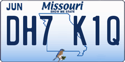 MO license plate DH7K1Q