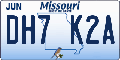 MO license plate DH7K2A