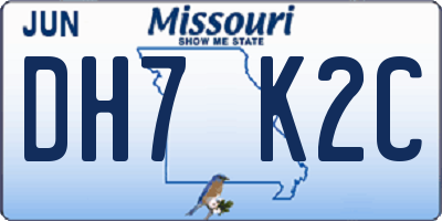 MO license plate DH7K2C