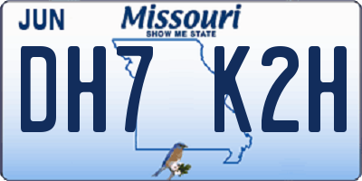 MO license plate DH7K2H