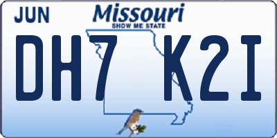 MO license plate DH7K2I