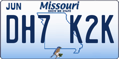 MO license plate DH7K2K