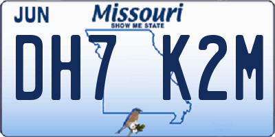 MO license plate DH7K2M
