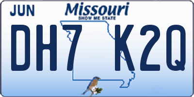 MO license plate DH7K2Q