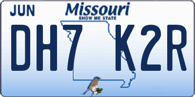 MO license plate DH7K2R