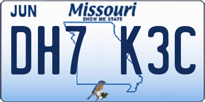 MO license plate DH7K3C