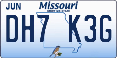 MO license plate DH7K3G