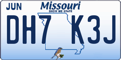 MO license plate DH7K3J