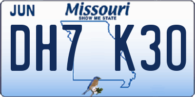 MO license plate DH7K3O