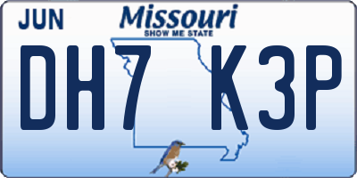 MO license plate DH7K3P