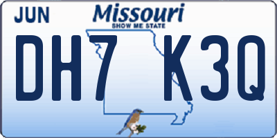 MO license plate DH7K3Q