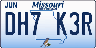 MO license plate DH7K3R