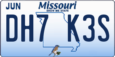 MO license plate DH7K3S