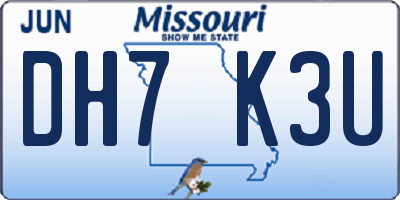 MO license plate DH7K3U