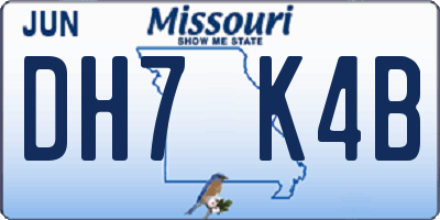 MO license plate DH7K4B