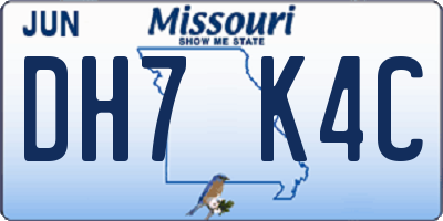 MO license plate DH7K4C