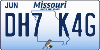 MO license plate DH7K4G