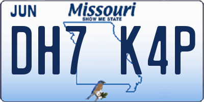 MO license plate DH7K4P