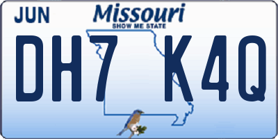 MO license plate DH7K4Q