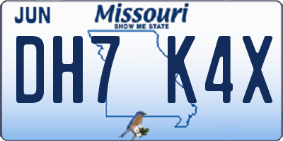 MO license plate DH7K4X