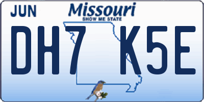 MO license plate DH7K5E