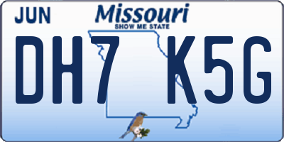 MO license plate DH7K5G