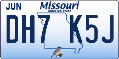 MO license plate DH7K5J