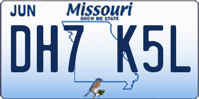 MO license plate DH7K5L