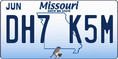 MO license plate DH7K5M