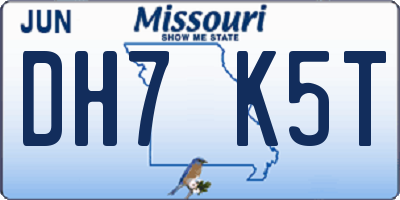 MO license plate DH7K5T