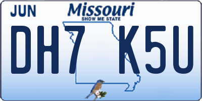 MO license plate DH7K5U