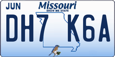 MO license plate DH7K6A
